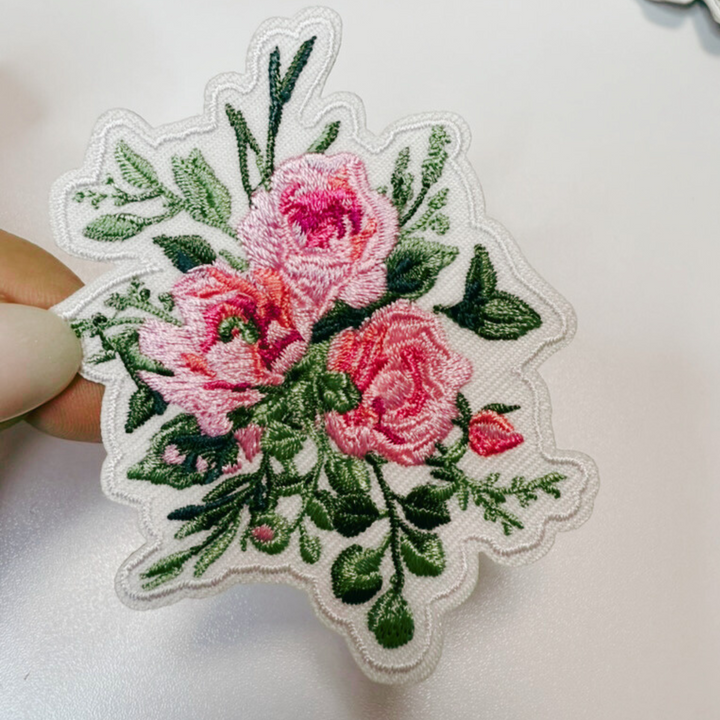 3" Floral iron on Patch  -  Embroidered Hat Patch