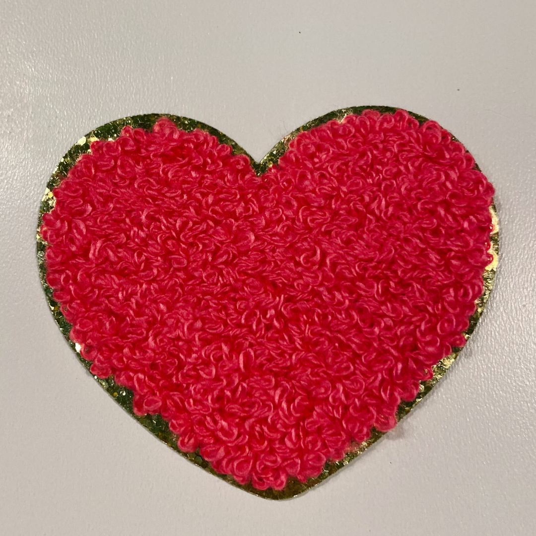Chenille Heart 2.5" -  Light Pink or Hot Pink HAT patch