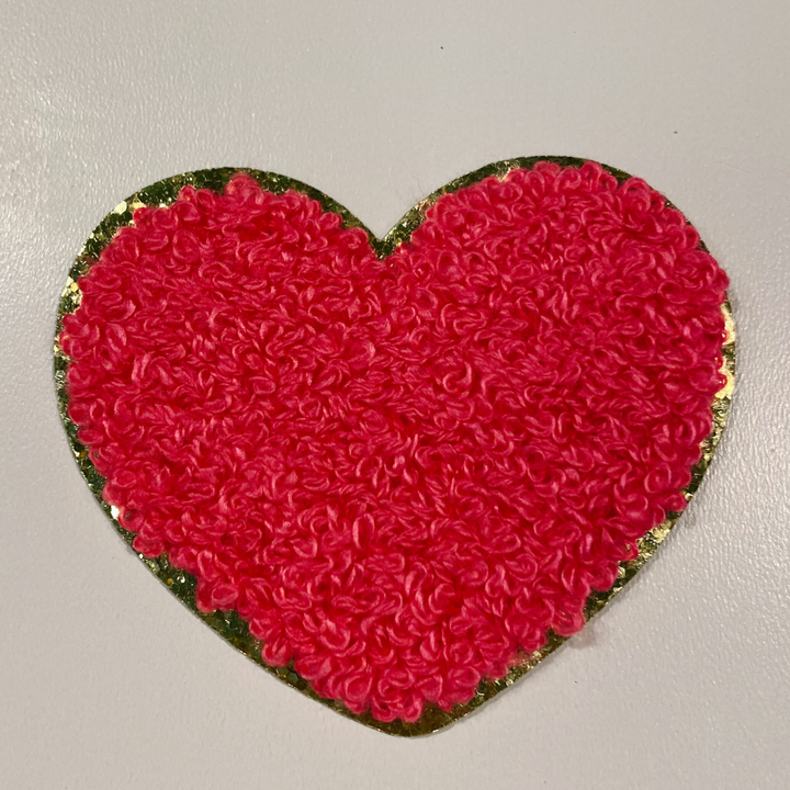 Chenille Heart 2.5" -  Light Pink or Hot Pink HAT patch