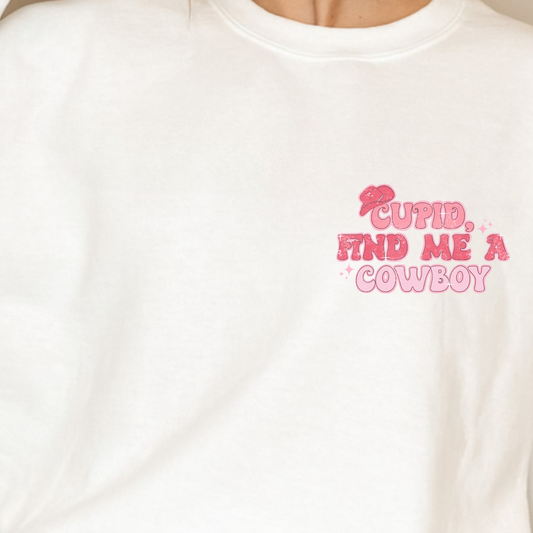 (Shirt not included) 8" Cupid, Find me a Cowboy -  Matte Clear Film Transfer