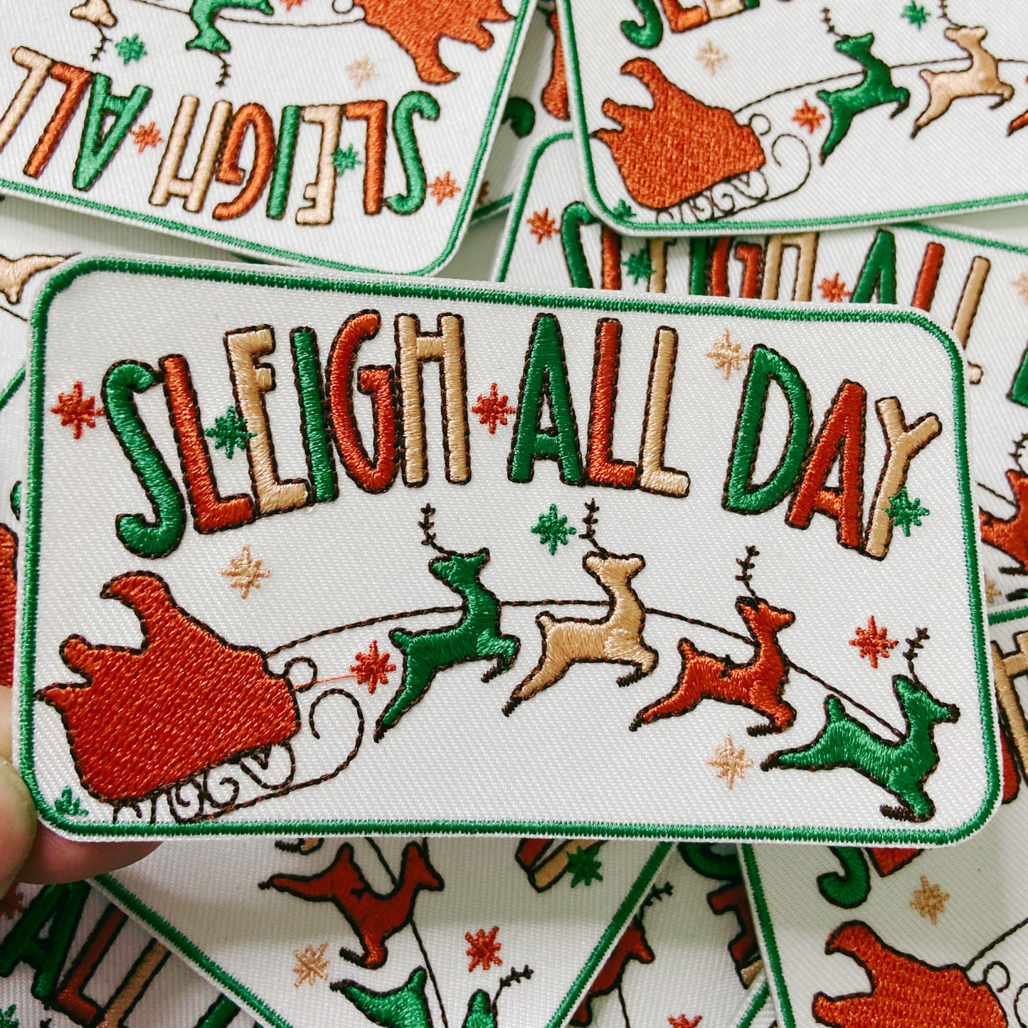 4" Sleigh All Day  -  Embroidered Hat Patch