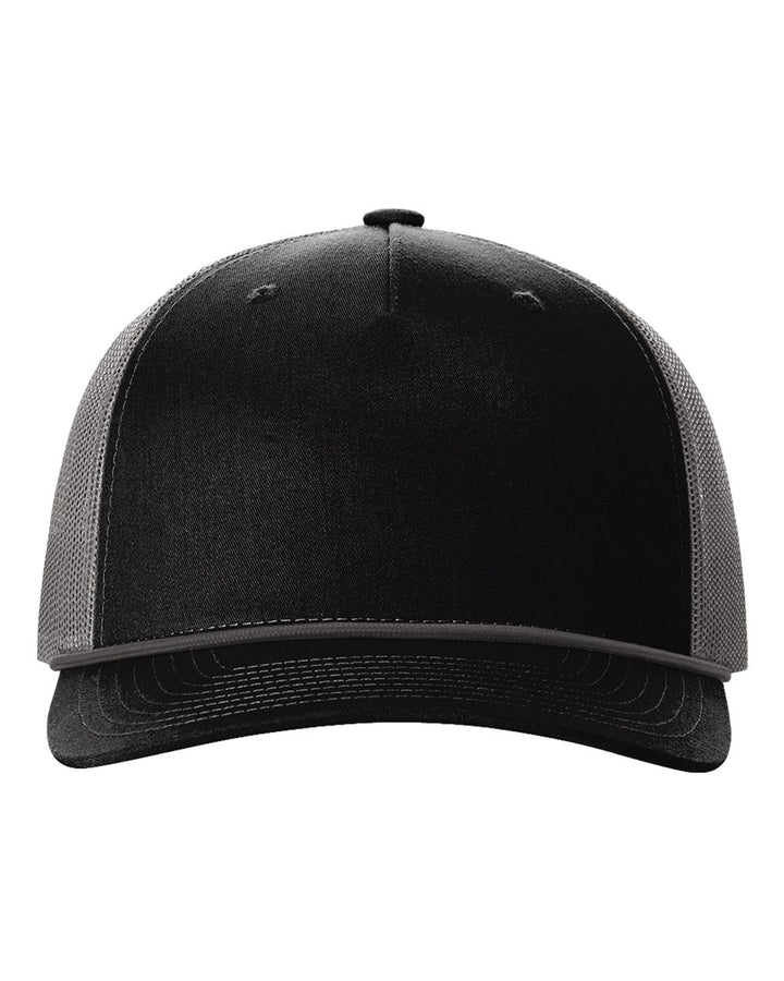 Richardson Five-Panel Trucker Rope Cap - 112FPR Black / Charcoal
