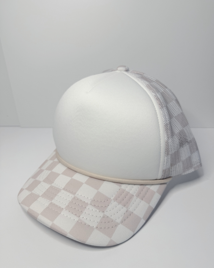 TEELUX - TRUCKER HAT BLANK - Beige Neutral Checkered