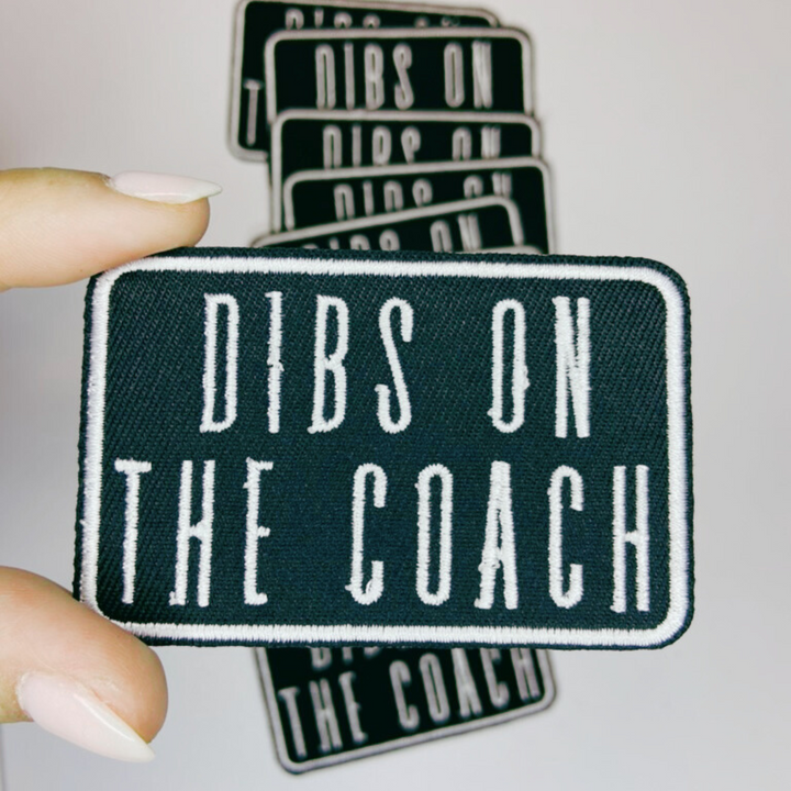 3" Dibs on the Coach in White &amp; Black -  Embroidered Hat Patch
