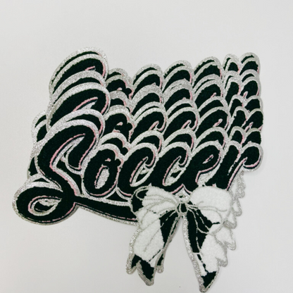 Soccer with Bow  - Chenille Patch