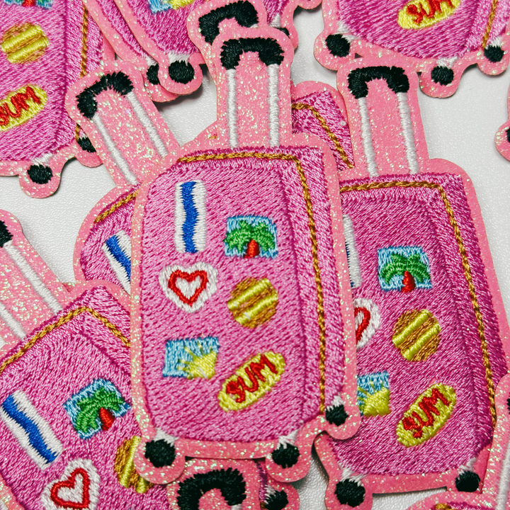 3" Suitcase pink -  Embroidered Hat Patch