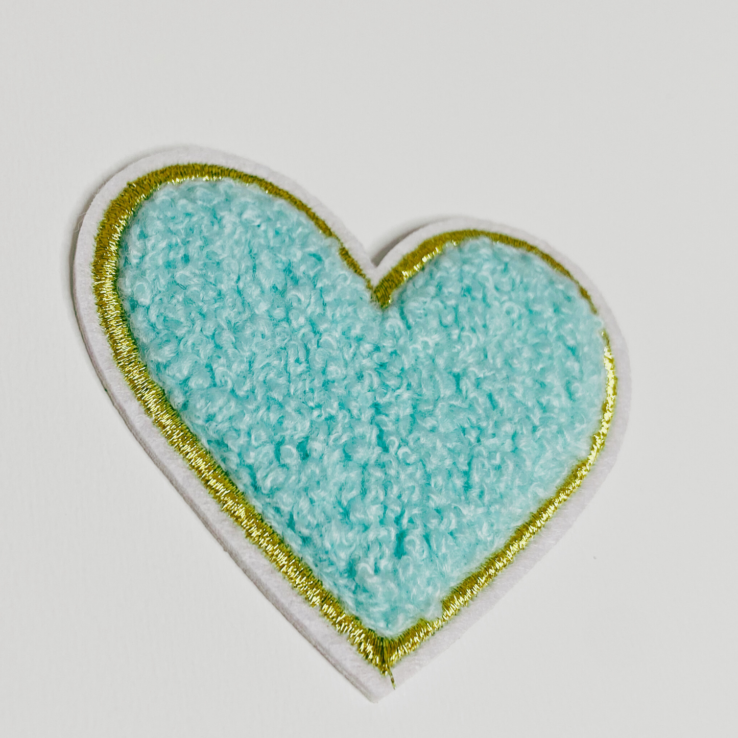 Small Chenille Heart Patch  - 2.5" x 2"  Pink, Teal or White hat patch