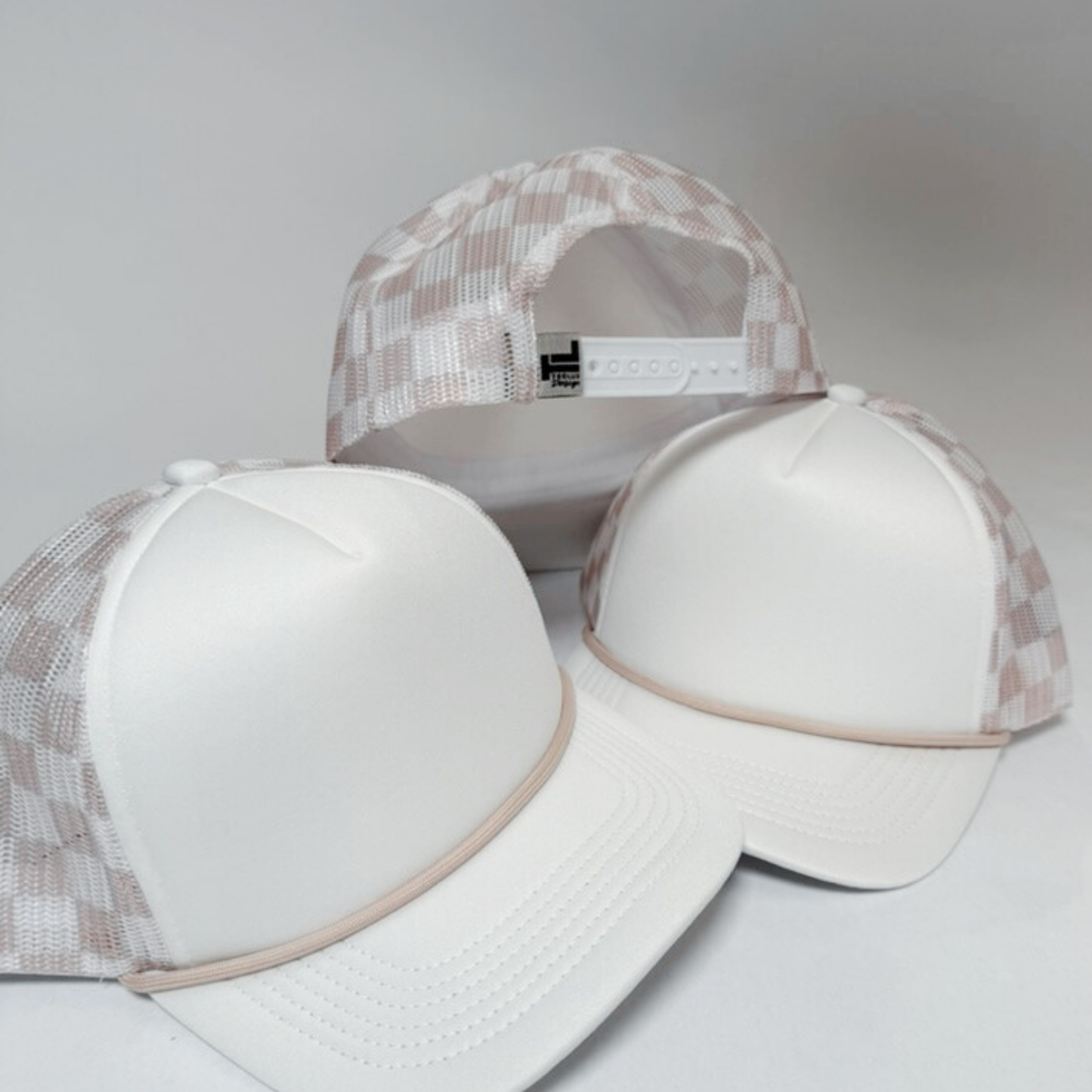 TEELUX - TRUCKER HAT BLANK - Beige Neutral Checkered