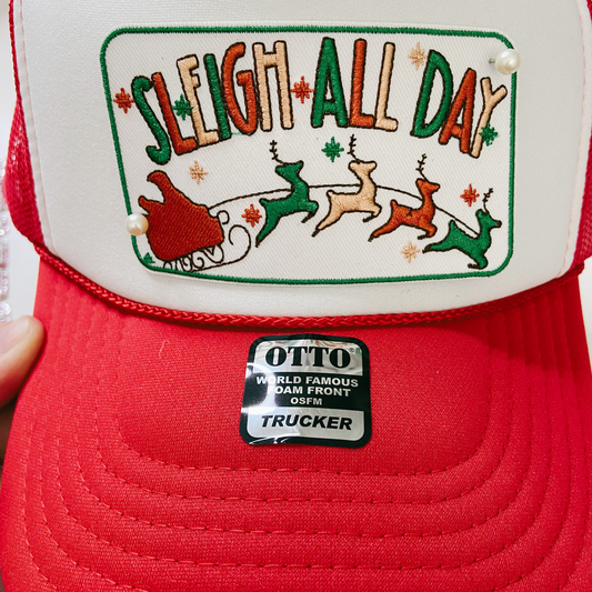 4" Sleigh All Day - Embroidered Hat Patch