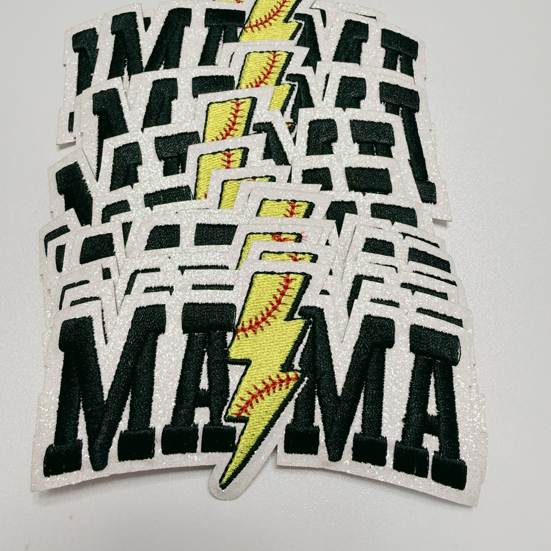 4” Softball Mama -  Embroidered Hat Patch