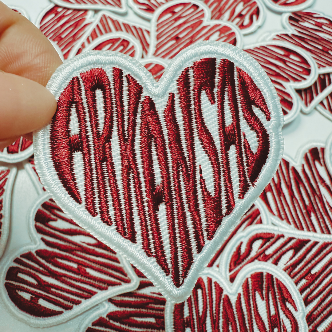2" Arkansas Heart -  Embroidered Hat Patch