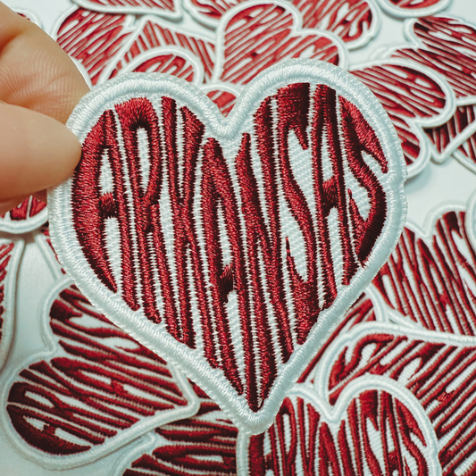 2" Arkansas Heart -  Embroidered Hat Patch