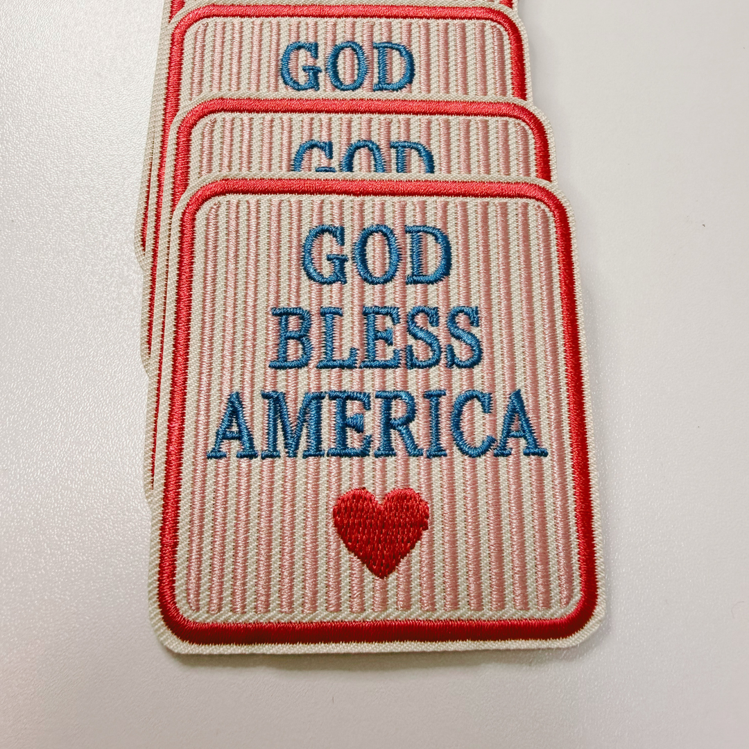 God Bless America (2.25" x 2.5") -  Embroidered Hat Patch