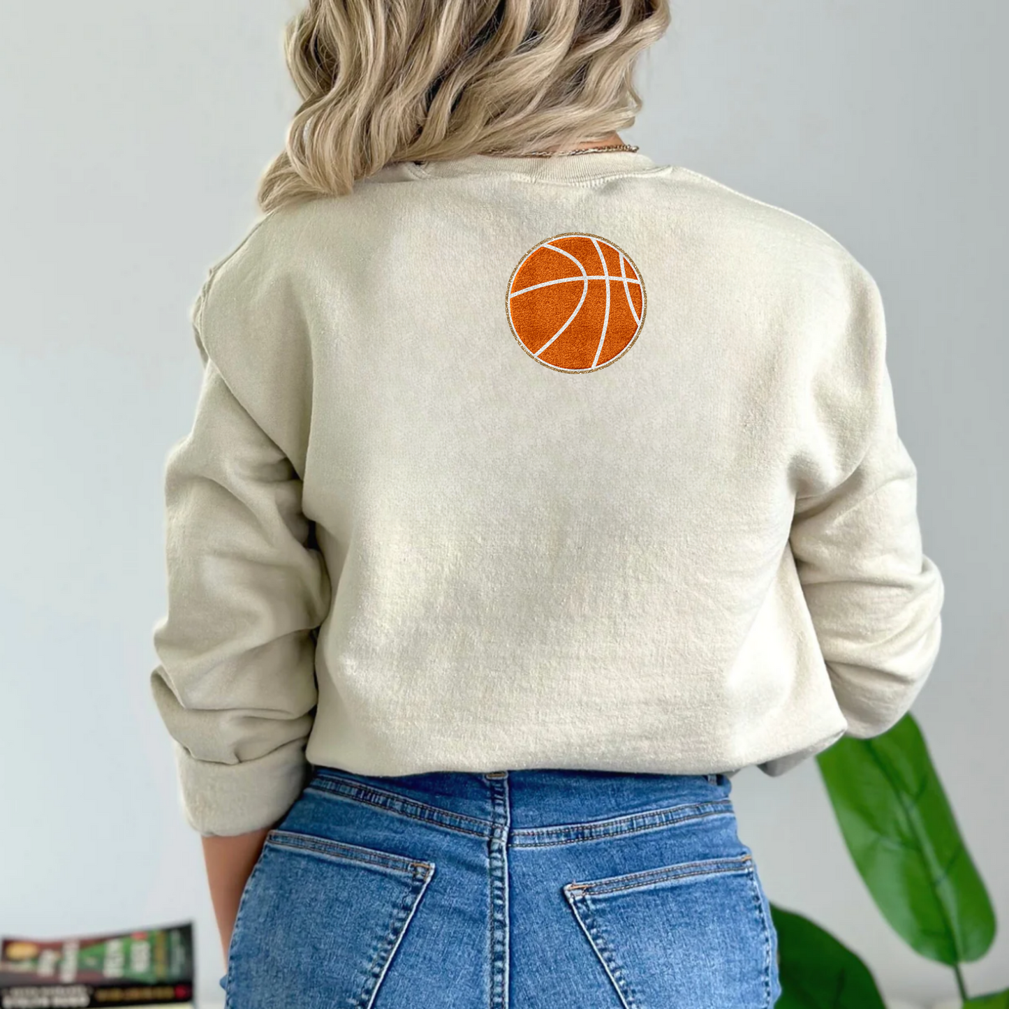 (shirt not included) Faux Chenille Patch Basketball Pocket - Clear Film Transfer