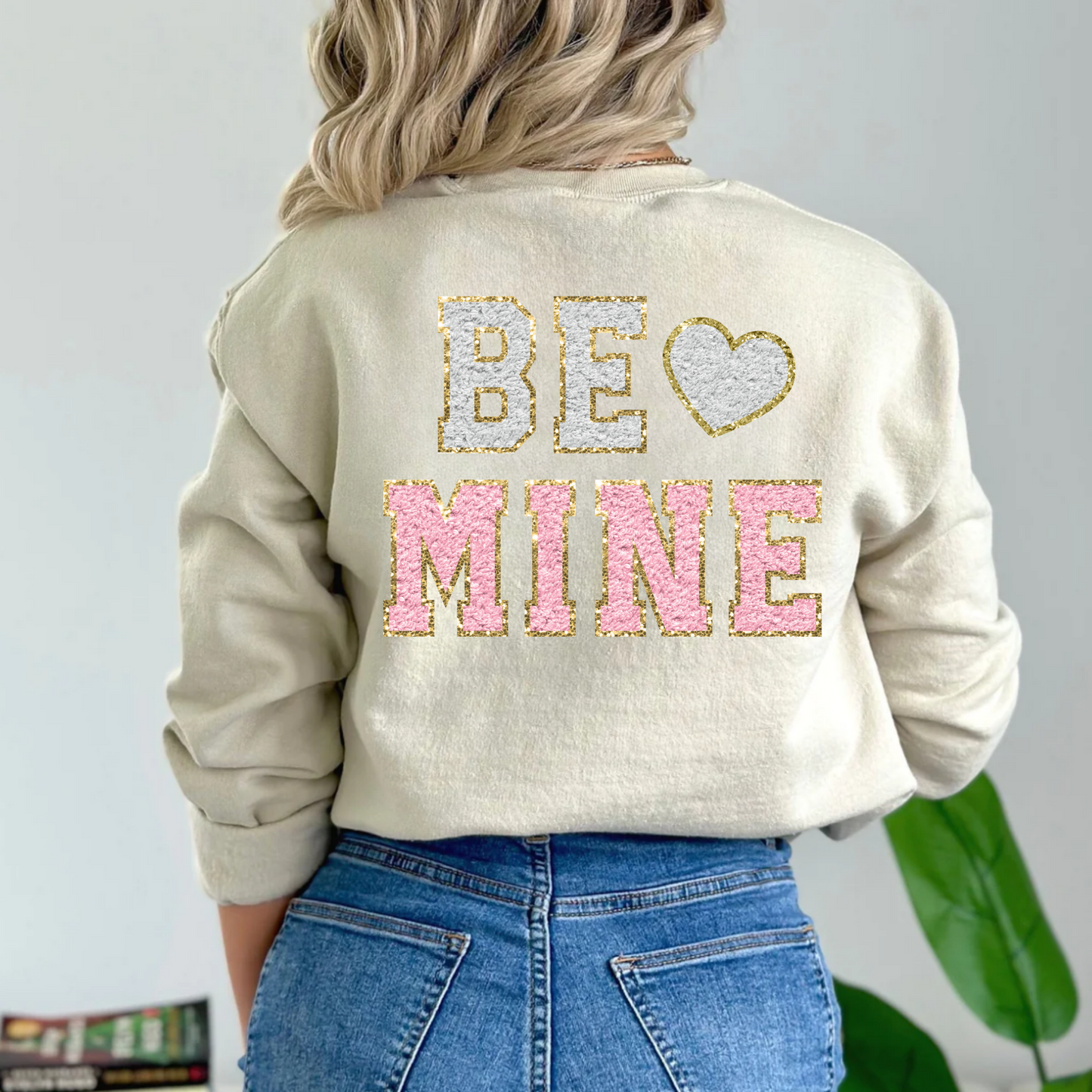 (shirt not included) Faux Chenille Be Mine - Clear Film Transfer