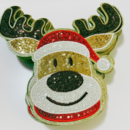 9.75" x 9" Reindeer  - SEQUIN Patch