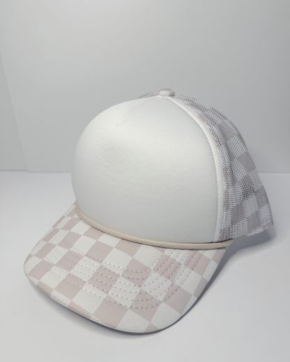 TEELUX - TRUCKER HAT BLANK - Beige Neutral Checkered