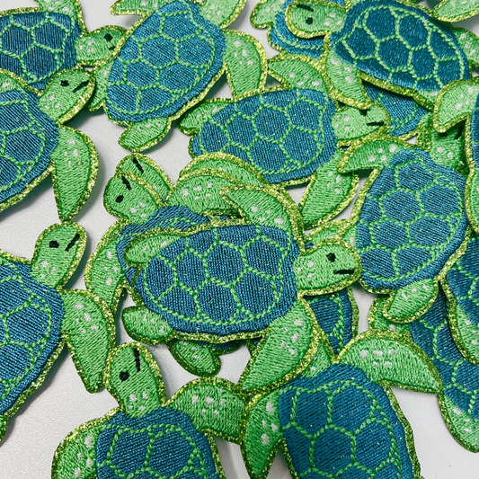 2.5" Sea Turtle, glittery - Embroidered Hat Patch