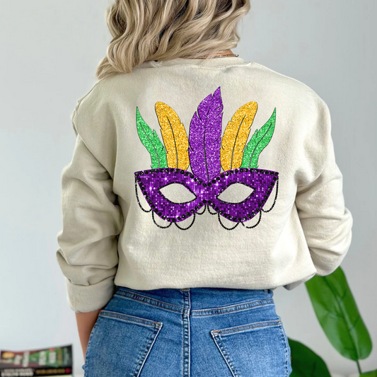 (shirt not included) Mardi Gras Mask - Matte Clear Film Transfer