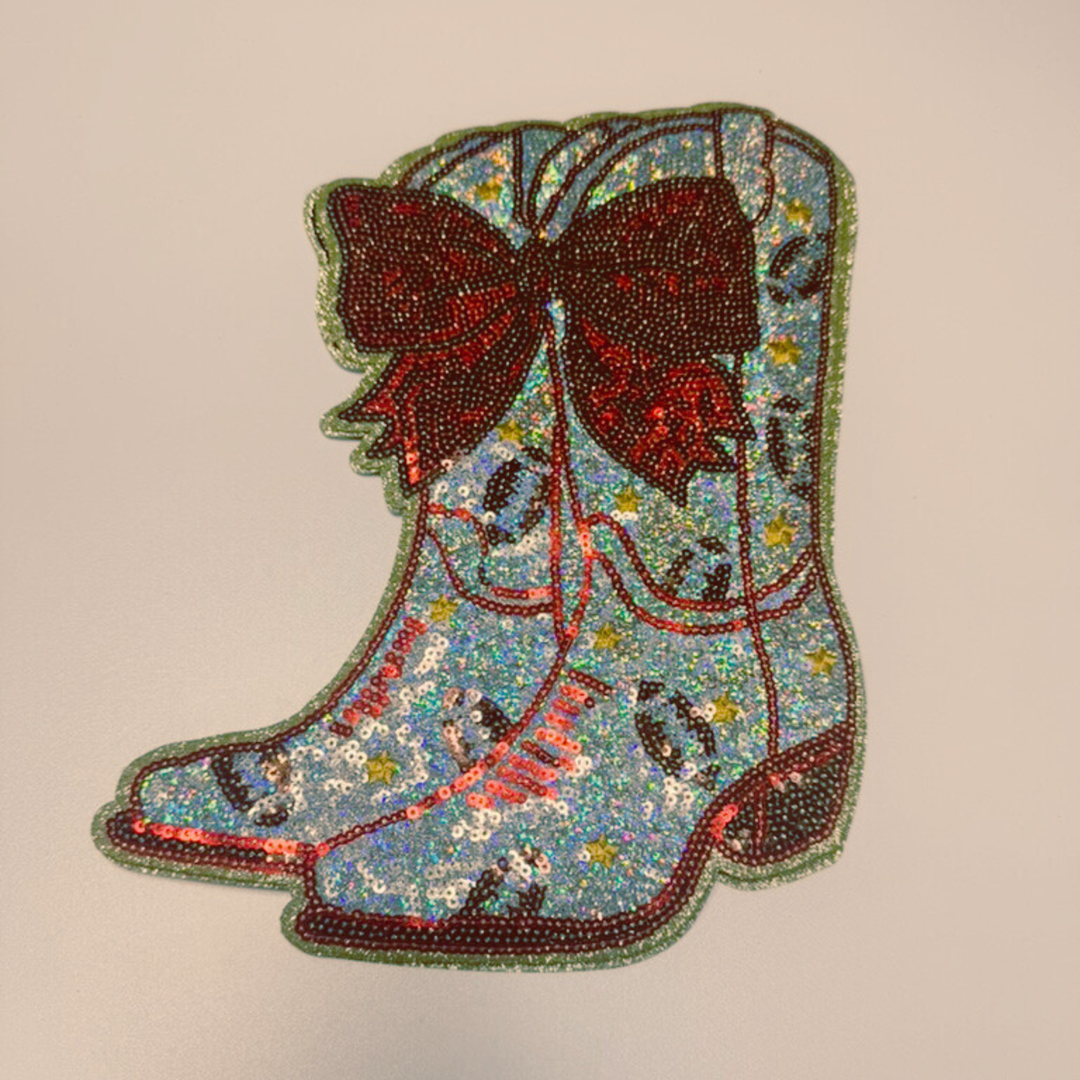 10" Football Cowboy Boots  - Sequin Patch