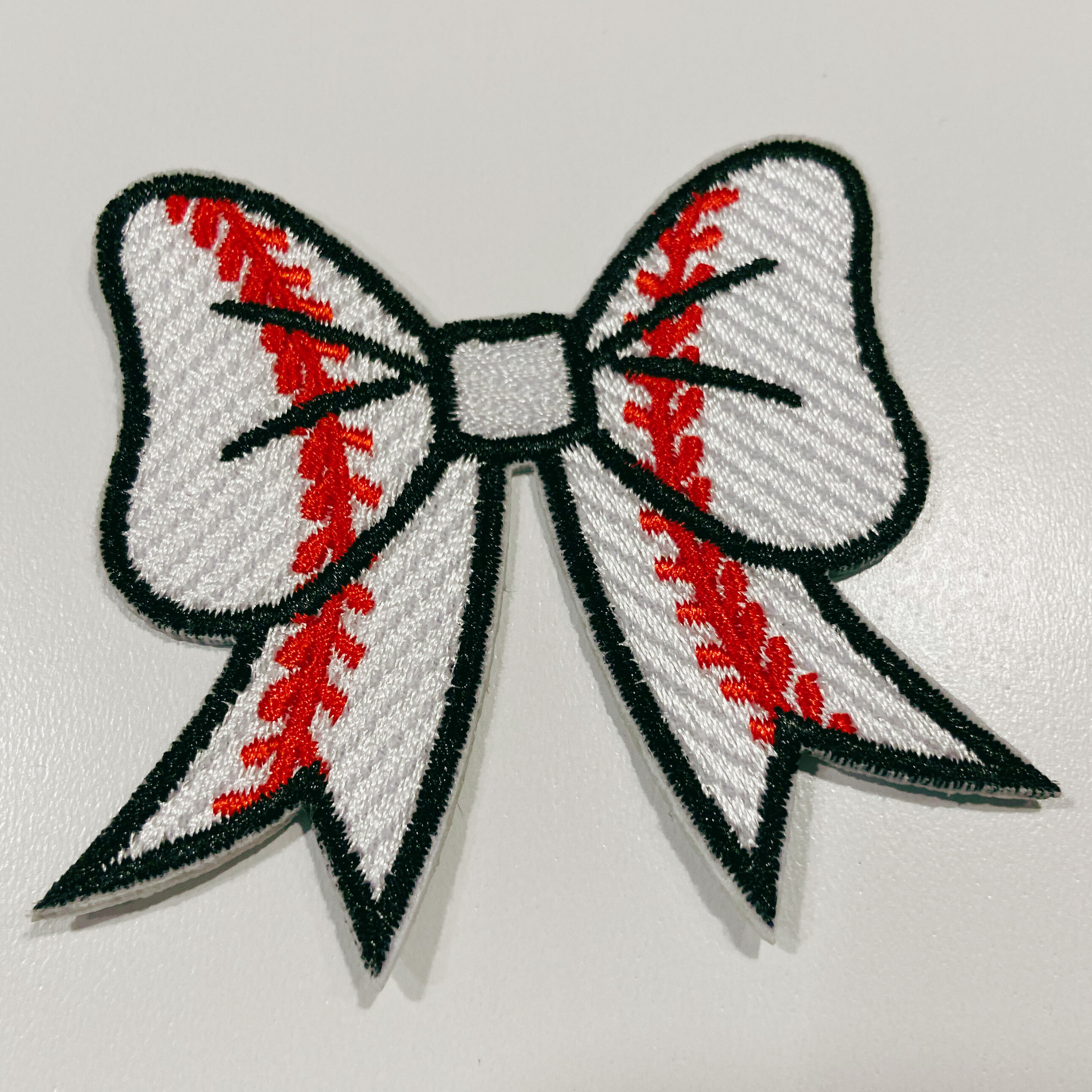 2.5" Baseball Bow -  Embroidered Hat Patch
