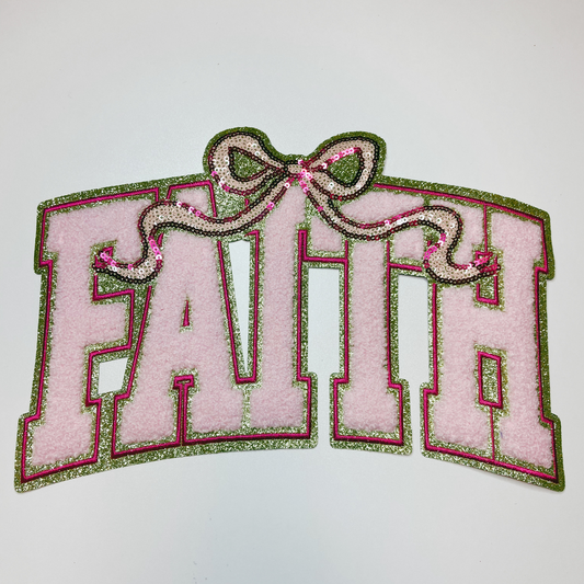 10.75 ” Faith w/ Bow - Chenille Patch