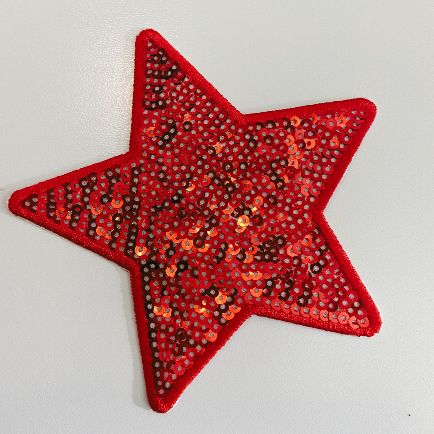 4" RED Star - Sequin Embroidered Hat Patch