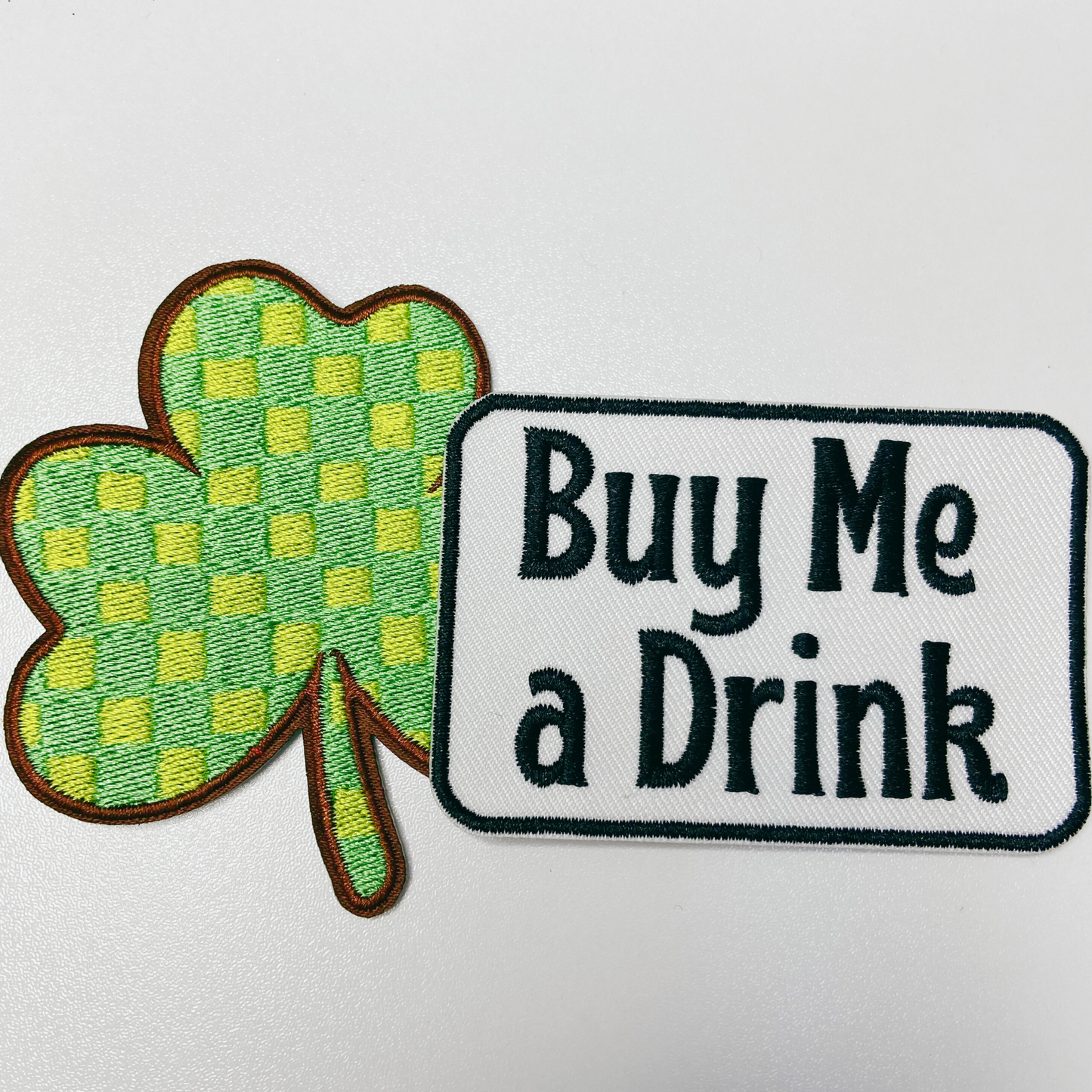 3" Buy Me a Drink - White & Black -  Embroidered Hat Patch