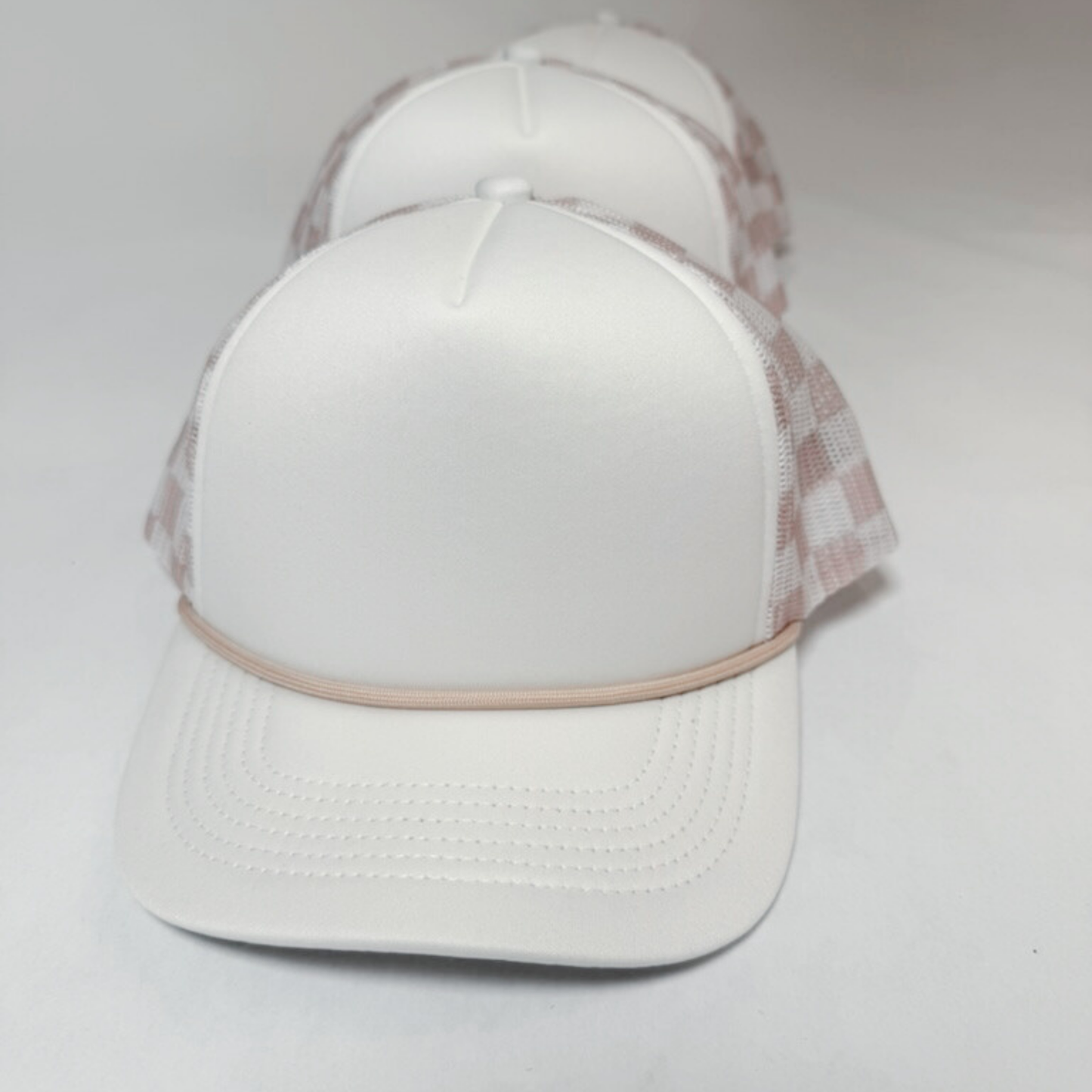 TEELUX - TRUCKER HAT BLANK - Beige Neutral Checkered