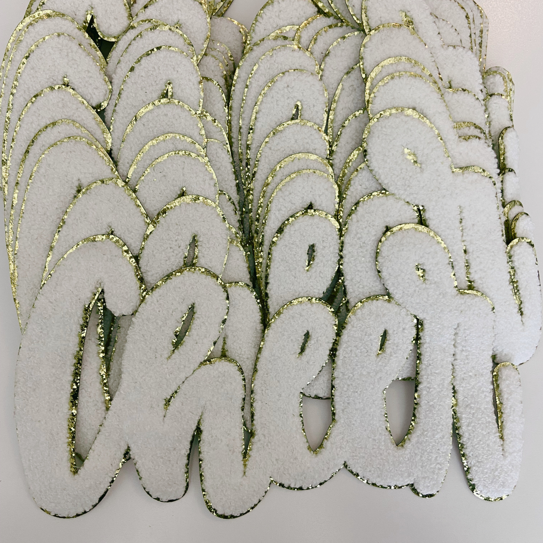CHEER in White 10.5" wide - Chenille Patch