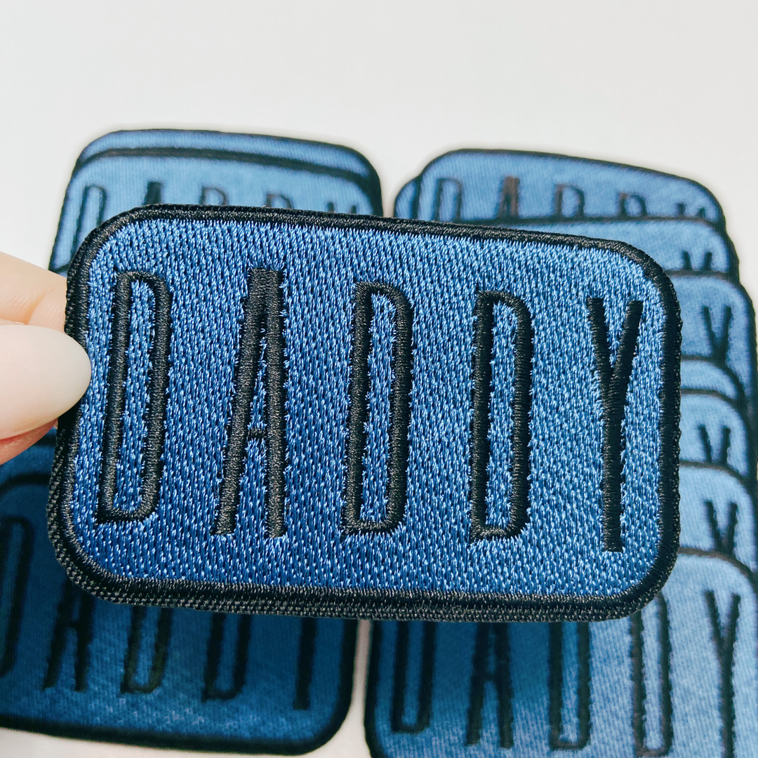 3" DADDY in Blue &amp; BLACK-  Embroidered Hat Patch (NEW)