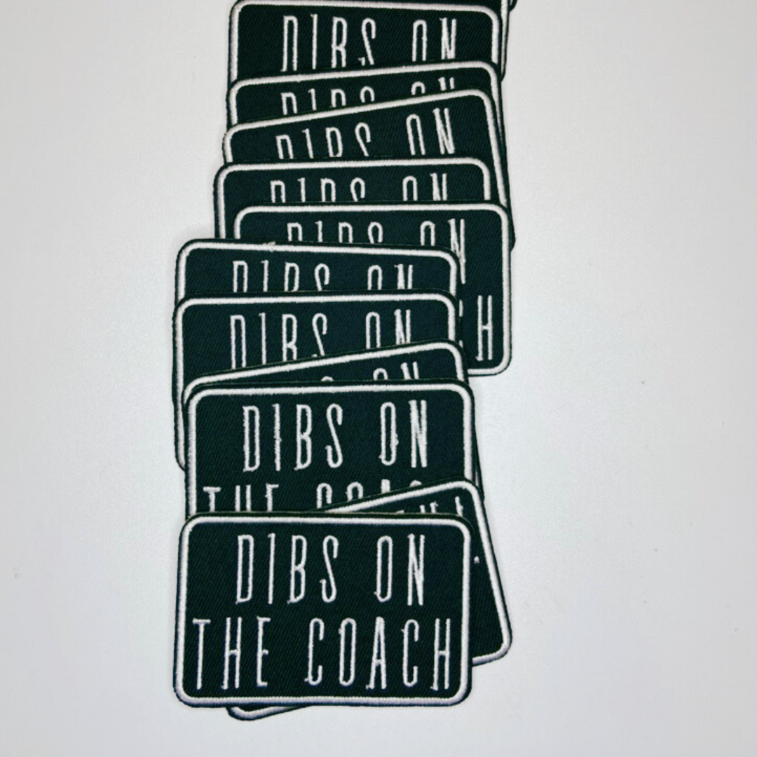 3" Dibs on the Coach in White &amp; Black -  Embroidered Hat Patch