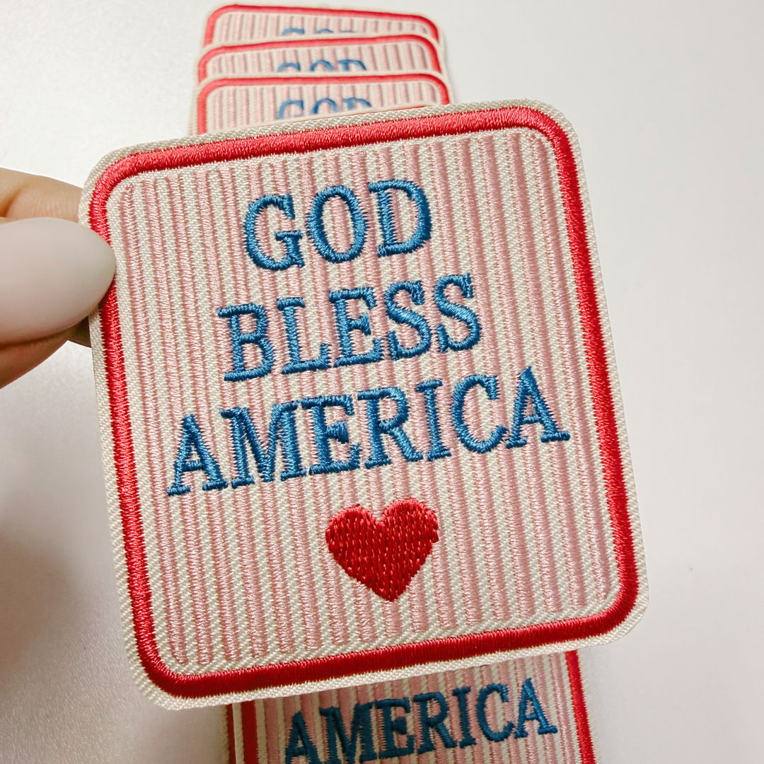 God Bless America (2.25" x 2.5") -  Embroidered Hat Patch