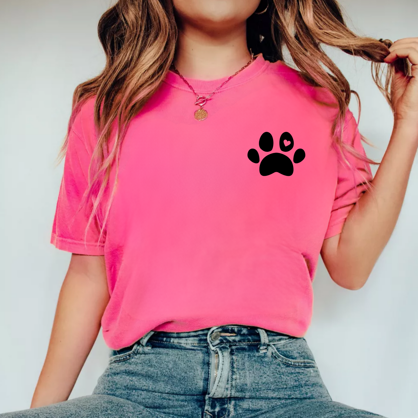 (Shirt not Included)  Dog Paw Pocket-  Clear Film Transfer