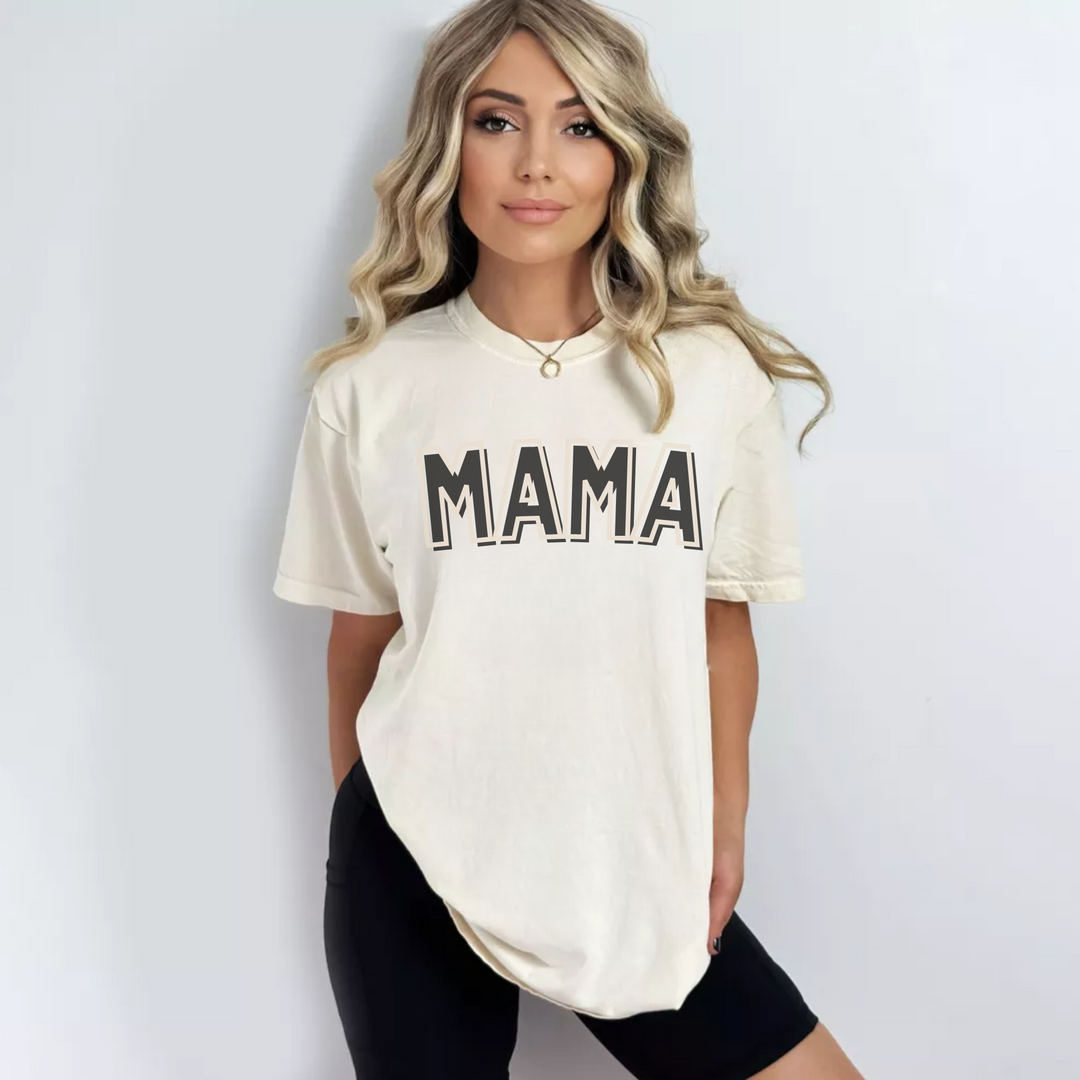 (Shirt Not Included) MAMA in Black &amp; Beige -  Clear Film Transfer