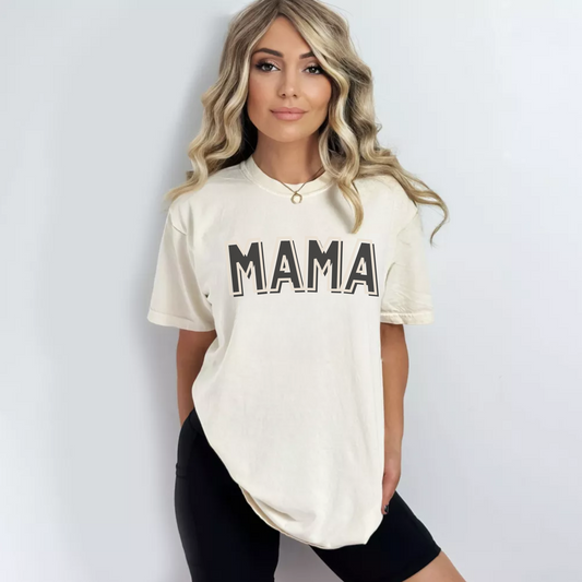 (Shirt Not Included) MAMA in Black & Beige -  Clear Film Transfer