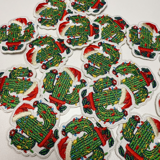 2" Christmas Cactus - Embroidered Hat Patch