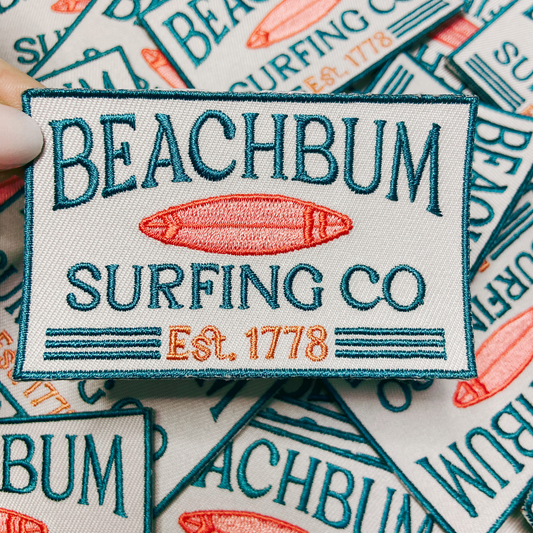 3.5" BEACHBUM Surfing Co. - Embroidered Hat Patch