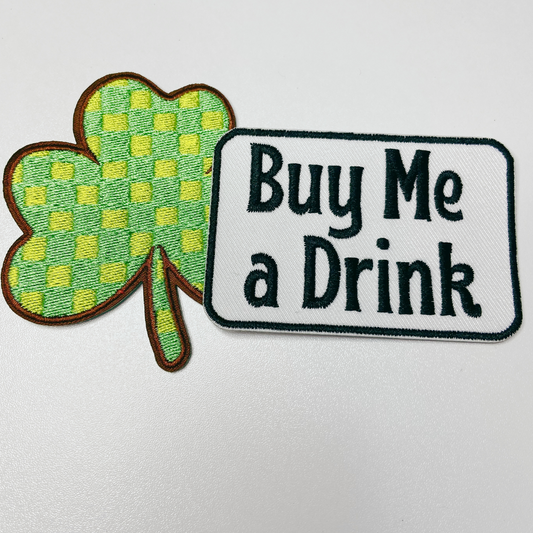 3" Checkered Shamrock - Embroidered Hat Patch