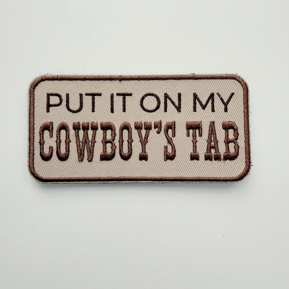 Put It on My Cowboy's Tab embroidered Velcro patch, view 2