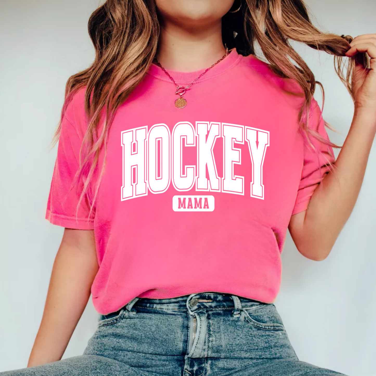 (shirt not included) Hockey Mama  in White-  Screen print Transfer