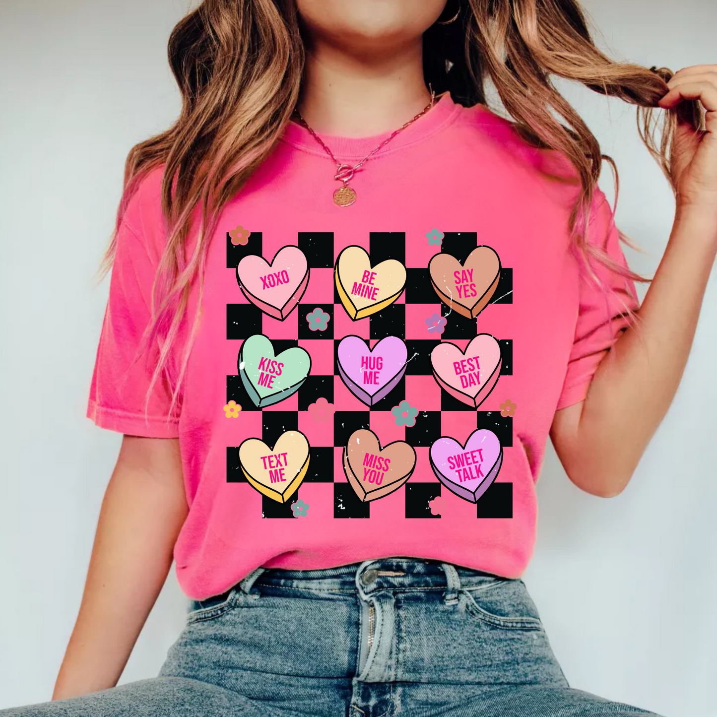 (Shirt not included) Candy Hearts -  Matte Clear Film Transfer