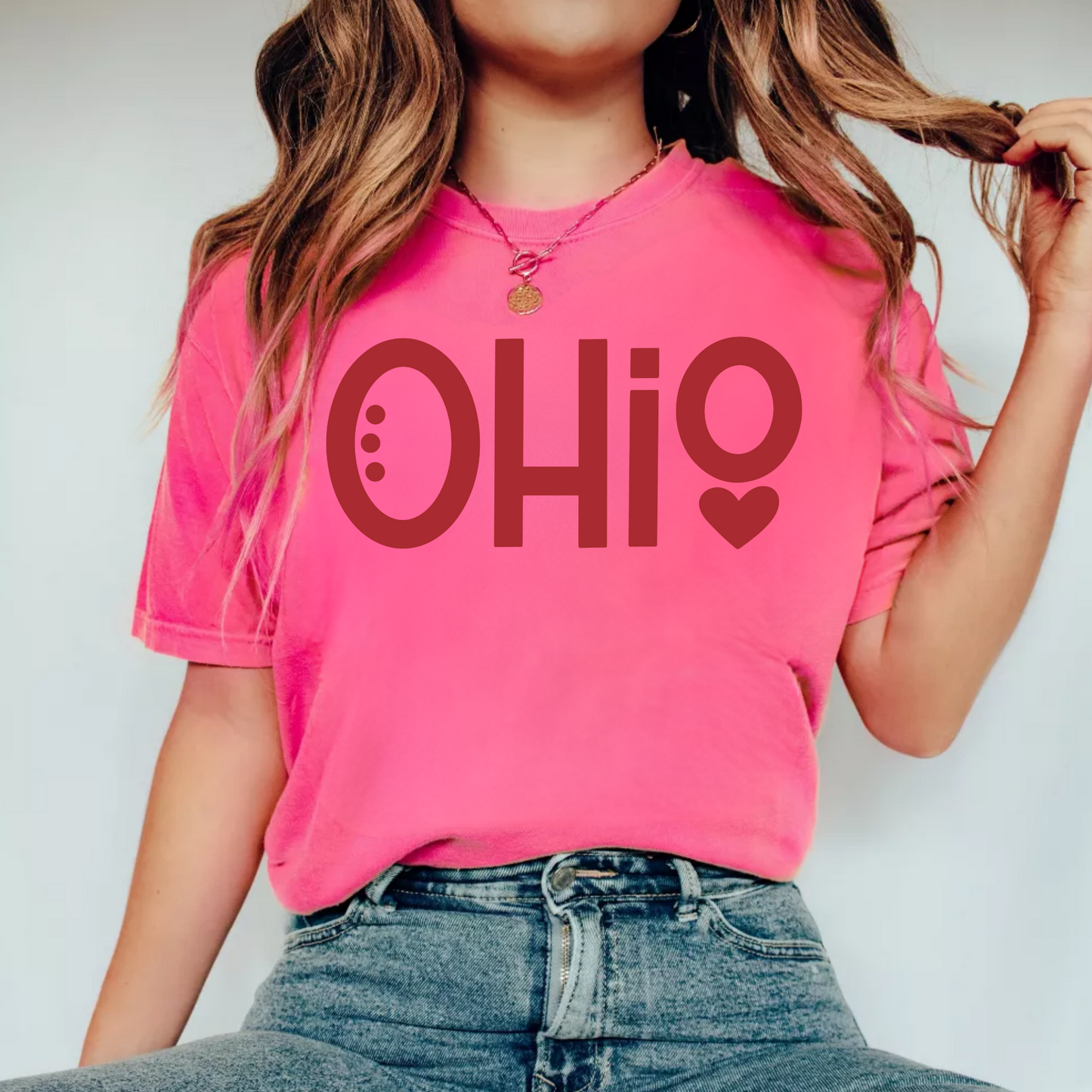 (shirt not included) OHIO Heart in RED -  Screen print Transfer