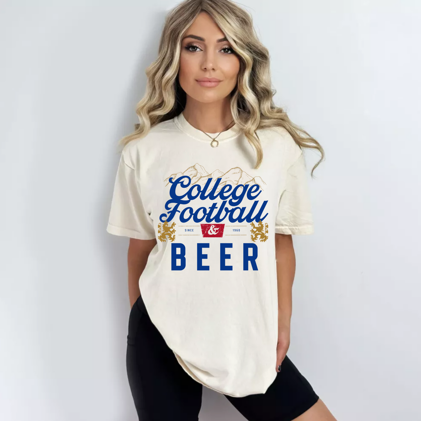 (shirt not included) College Football & Beer - Clear Film Transfer