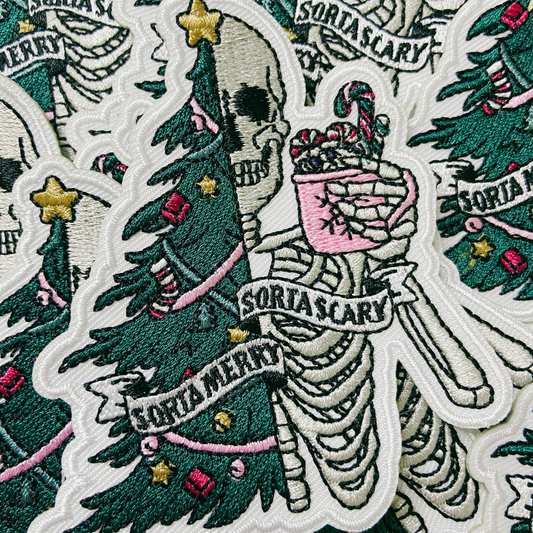 3.5" Sorta Merry, Sorta Scarry -  Embroidered Hat Patch
