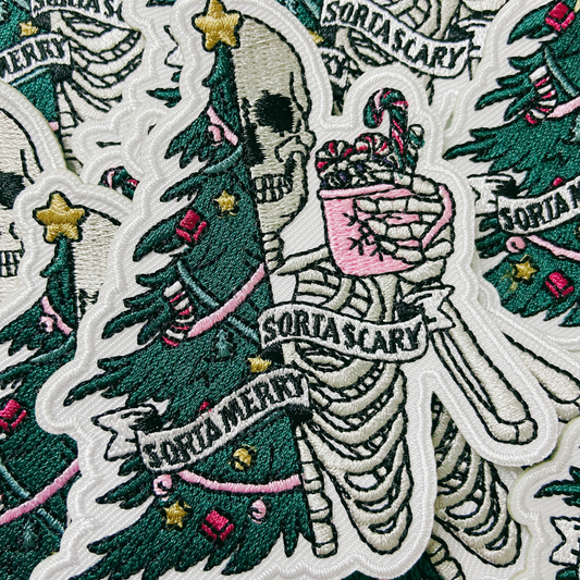 3.5" Sorta Merry, Sorta Scarry - Embroidered Hat Patch
