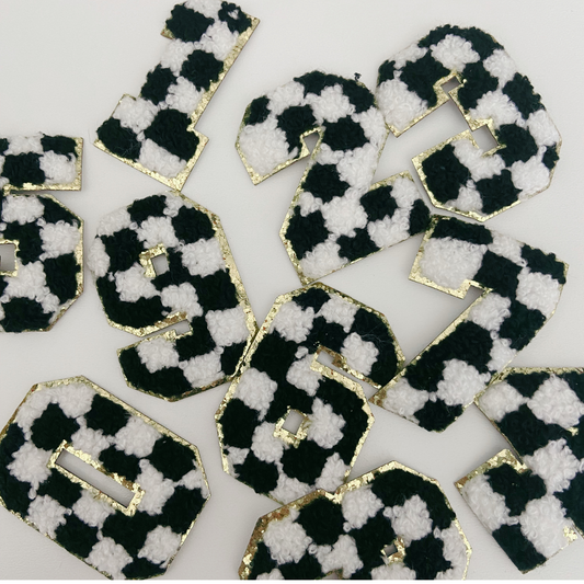 2" Chenille Numbers Black and White Check  -  HAT patch