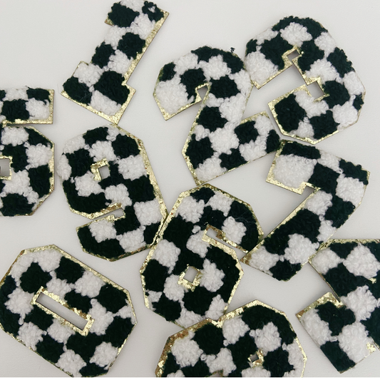 2" Chenille Numbers Black and White Checkered (numbers sold individually) - HAT patch