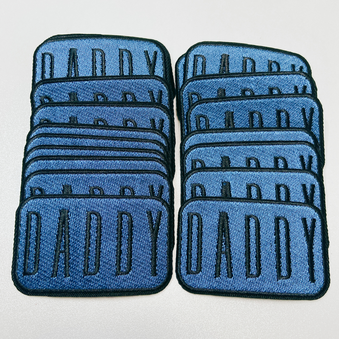 3" DADDY in Blue &amp; BLACK-  Embroidered Hat Patch (NEW)