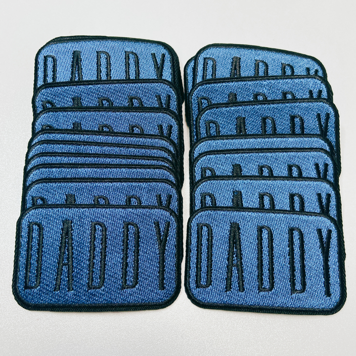 3" DADDY in Blue &amp; BLACK-  Embroidered Hat Patch (NEW)